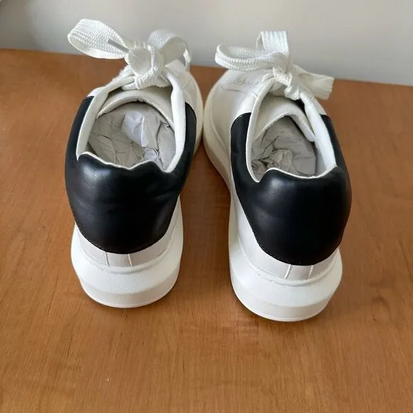 Steve Madden Glazed Black and White Leather Platform Sneakers size 9