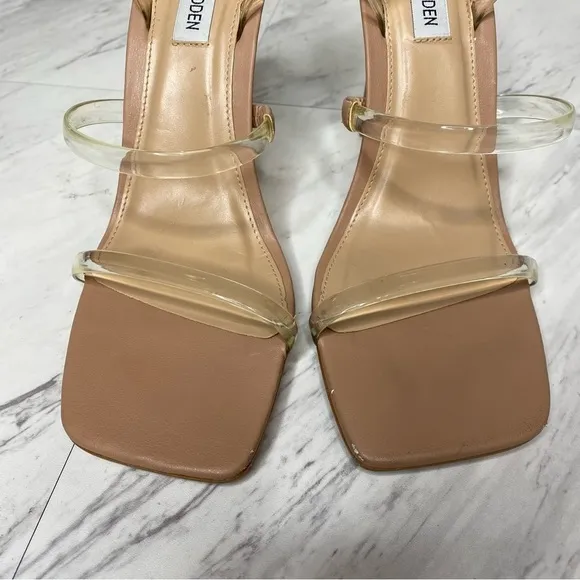 Steve Madden Gracey Square Toe Nude Heeled Sandal 9 1/2