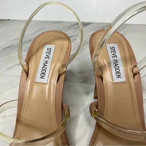 Steve Madden Gracey Square Toe Nude Heeled Sandal 9 1/2