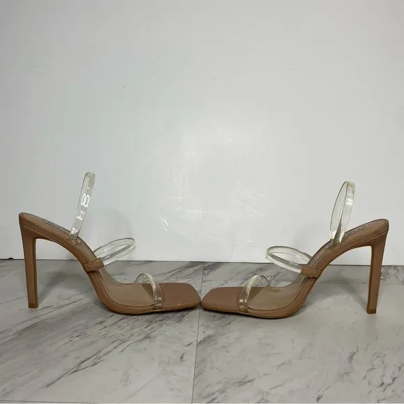 Steve Madden Gracey Square Toe Nude Heeled Sandal 9 1/2