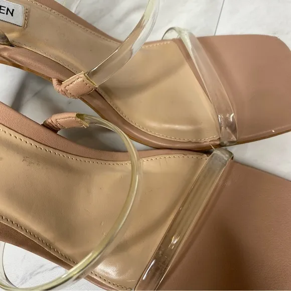 Steve Madden Gracey Square Toe Nude Heeled Sandal 9 1/2