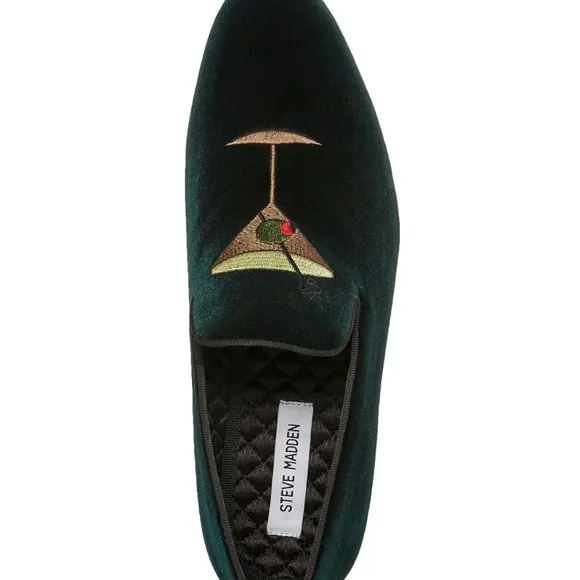 Steve Madden Green Velvet Slip-On Loafers