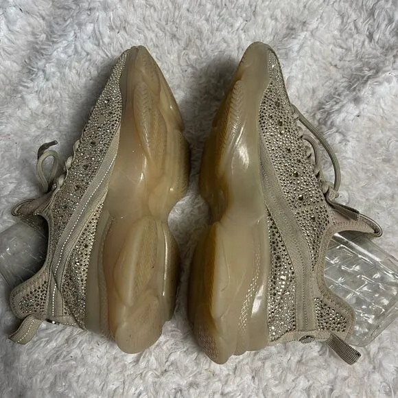 Steve Madden Maxima Khaki fabric Rhinestone accents Chunky soles sneakers SZ11