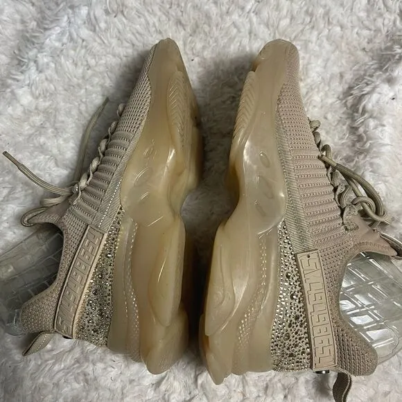 Steve Madden Maxima Khaki fabric Rhinestone accents Chunky soles sneakers SZ11