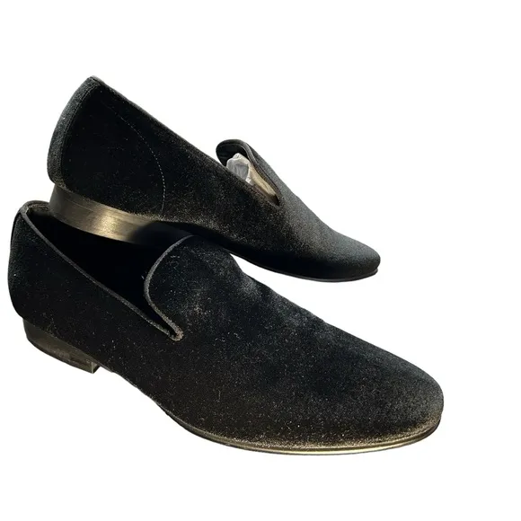 STEVE MADDEN mens LAIGHT BLACK VELVET slip on dress Loafers Size 9.5 M NWOB