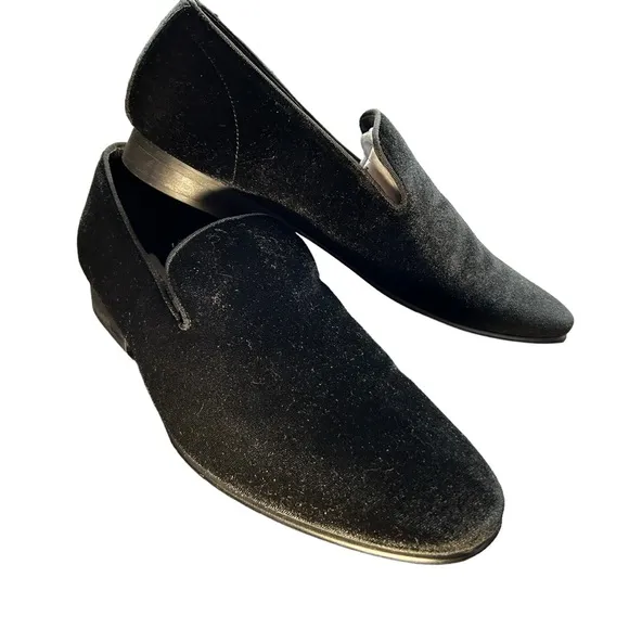STEVE MADDEN mens LAIGHT BLACK VELVET slip on dress Loafers Size 9.5 M NWOB