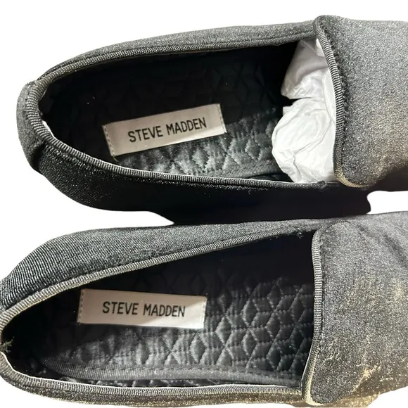 STEVE MADDEN mens LAIGHT BLACK VELVET slip on dress Loafers Size 9.5 M NWOB