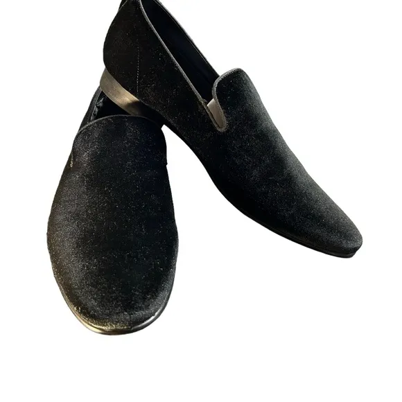 STEVE MADDEN mens LAIGHT BLACK VELVET slip on dress Loafers Size 9.5 M NWOB