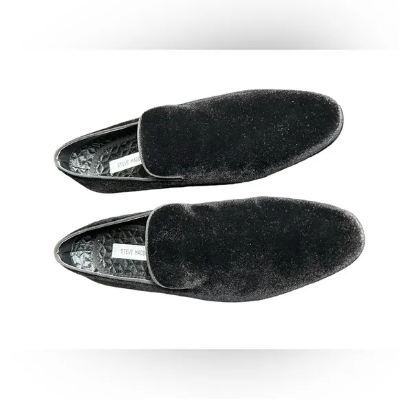 STEVE MADDEN mens LAIGHT BLACK VELVET slip on dress Loafers Size 9.5 M NWOB