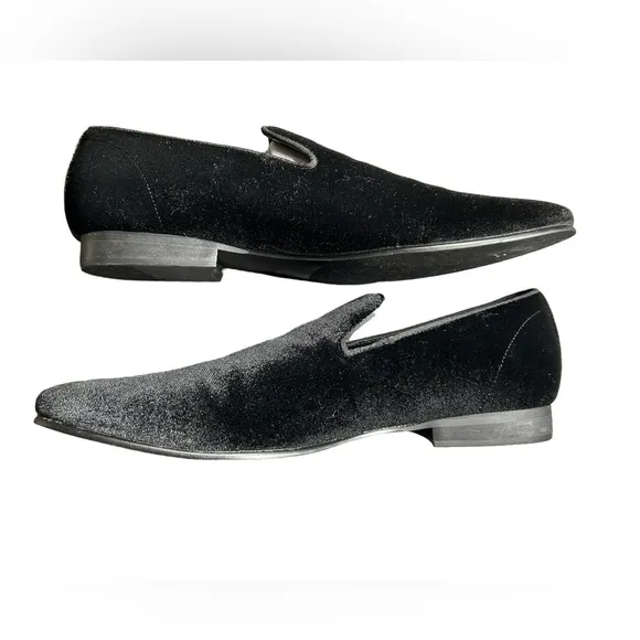 STEVE MADDEN mens LAIGHT BLACK VELVET slip on dress Loafers Size 9.5 M NWOB