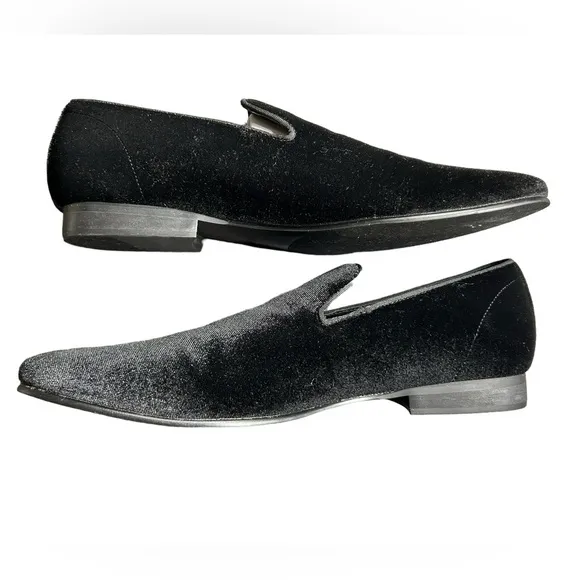 STEVE MADDEN mens LAIGHT BLACK VELVET slip on dress Loafers Size 9.5 M NWOB