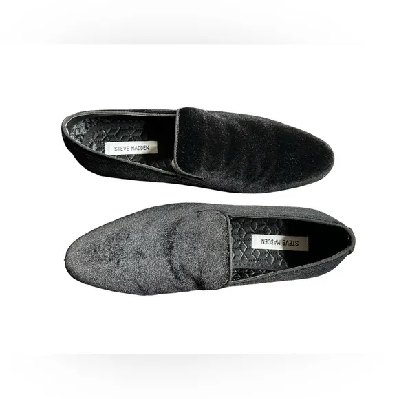 STEVE MADDEN mens LAIGHT BLACK VELVET slip on dress Loafers Size 9.5 M NWOB