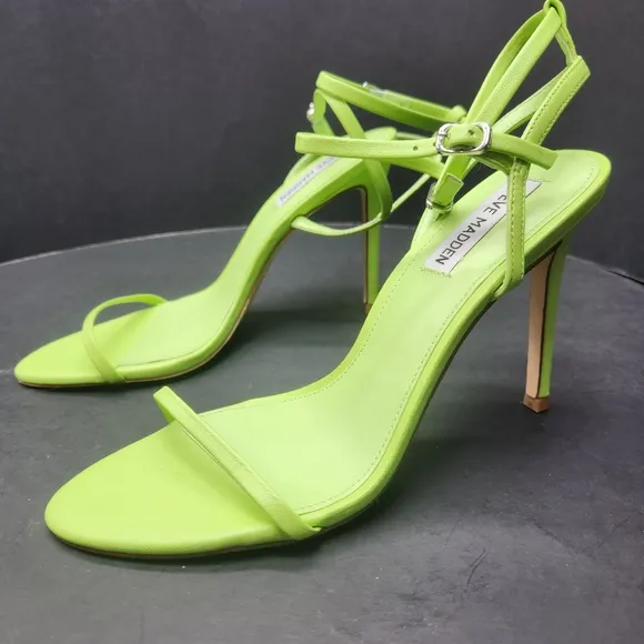 Steve Madden sandals 9M green neon leather Theresa strappy dainty heels new $100