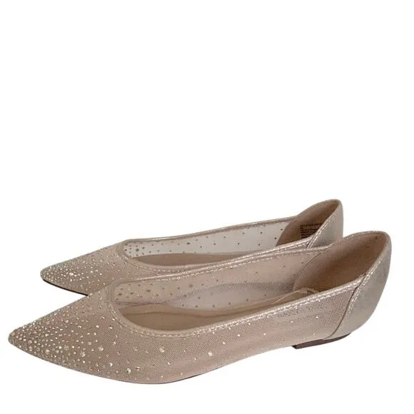 Steve Madden Veloche Flats Rhinestone Sheer Ballet Flats Pointed Toe Bridal 6 M