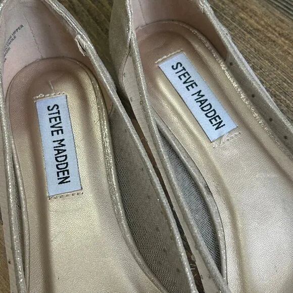 Steve Madden Veloche Flats Rhinestone Sheer Ballet Flats Pointed Toe Bridal 6 M