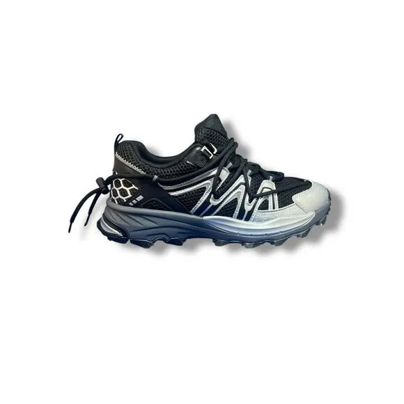 Steve Madden Watts Sneakers Women's 9M Black Mesh Chunky Trail Bungee Cord Lace