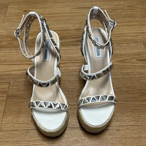 STEVE MADDEN Wedge Platform Studded Sandals Espadrilles