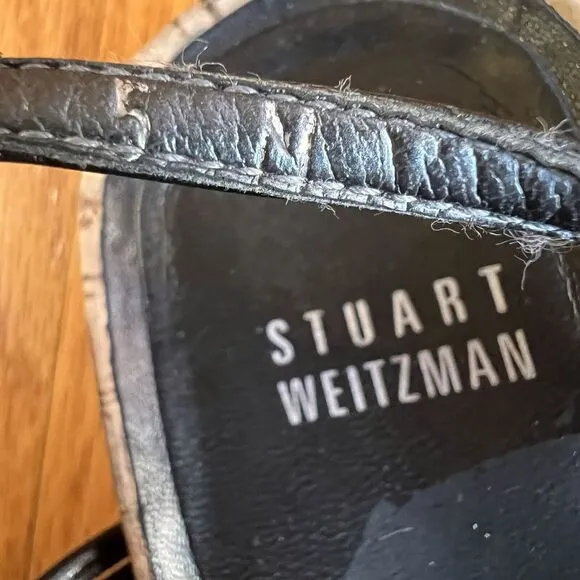 Stewart Weitzman Black Gladiator‎ Leather Sandals Size 5 M Quiet Luxury Strappy