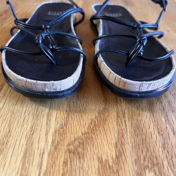 Stewart Weitzman Black Gladiator‎ Leather Sandals Size 5 M Quiet Luxury Strappy
