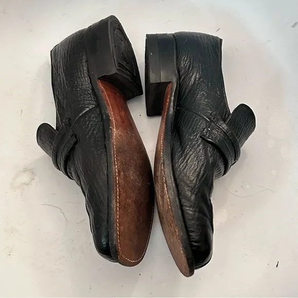 STUART MCGUIRE Vintage 70s Shark Skin Leather Loafers Black Mens Size 7