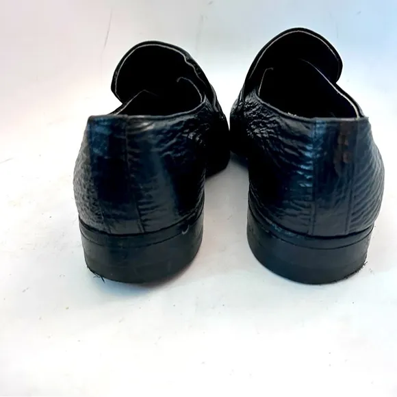 STUART MCGUIRE Vintage 70s Shark Skin Leather Loafers Black Mens Size 7