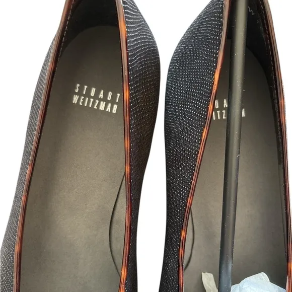 Stuart Weitzman Black Loafers with Bow and Tortoise Trim and Heel-11m