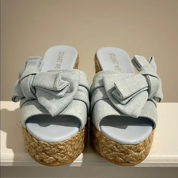 Stuart Weitzman Blue Espadrille Platform Shoes