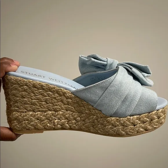 Stuart Weitzman Blue Espadrille Platform Shoes