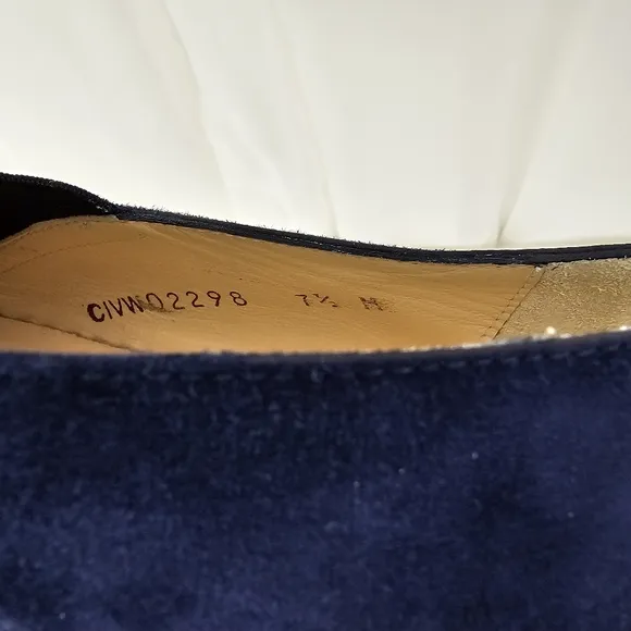 Stuart Weitzman Navy Blue Nugal Suede Espadrille Flats Platform Size 7.5