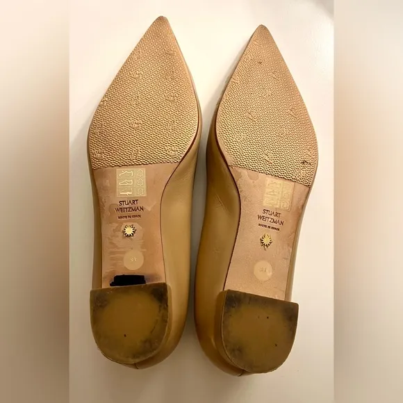 Stuart Weitzman Tan or Beige Neutral Pointed Toe Flats Size 8B