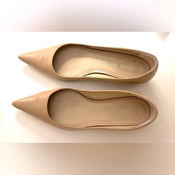 Stuart Weitzman Tan or Beige Neutral Pointed Toe Flats Size 8B