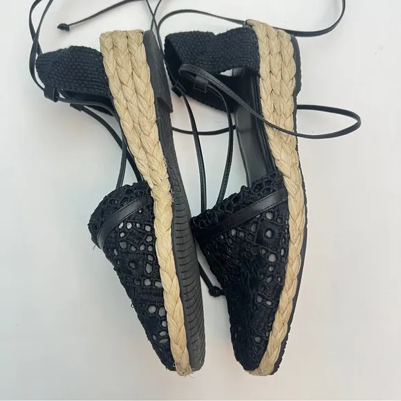 Stuart Weitzman Wedge Lace Up Sandal Espadrilles, Size 8.5