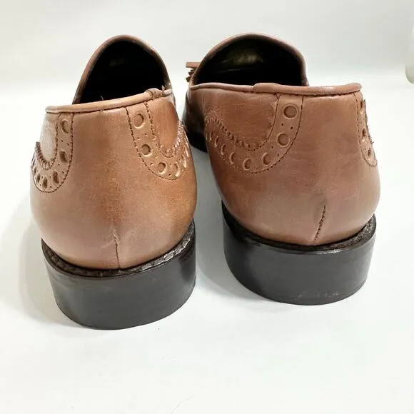 Stuart Weitzman Wingtip Leather Loafers Tassle Guything | Brown | SZ 8.5