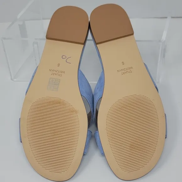 Stuart Weitzman Women's Size 5 Flat Slide Sandals Peony Light Blue New