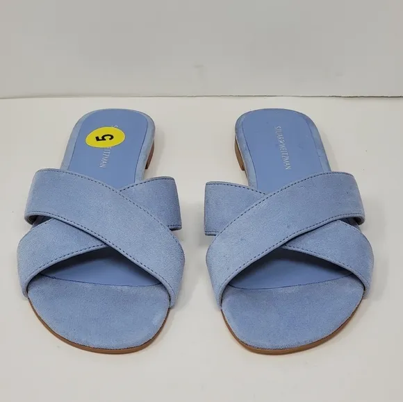 Stuart Weitzman Women's Size 5 Flat Slide Sandals Peony Light Blue New