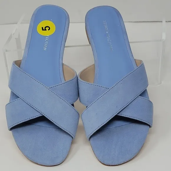 Stuart Weitzman Women's Size 5 Flat Slide Sandals Peony Light Blue New