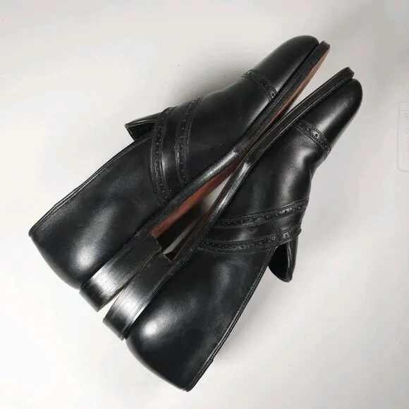 STUART'S CHOICE Paul Stuard Black Leather Loafers 8036 Made In England 10 D