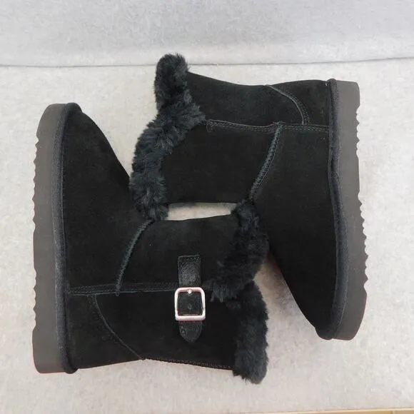 Style &amp; Co. Black Tiny 2 Suede Faux Fur Lined Winter Boots Size 6 Womens New