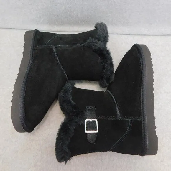 Style &amp; Co. Black Tiny 2 Suede Faux Fur Lined Winter Boots Size 6 Womens New