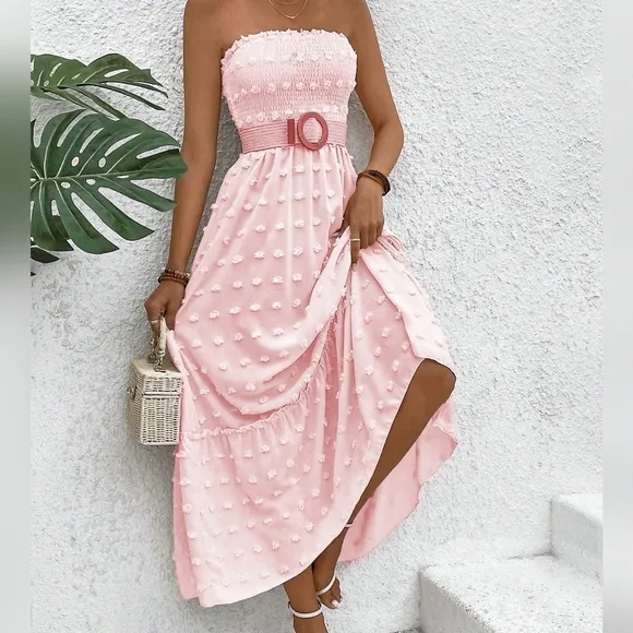 Summer Fashionable 3d Polka Dot Long Bandeau Maxi Dress