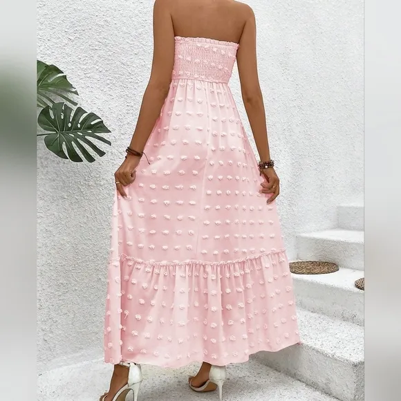 Summer Fashionable 3d Polka Dot Long Bandeau Maxi Dress