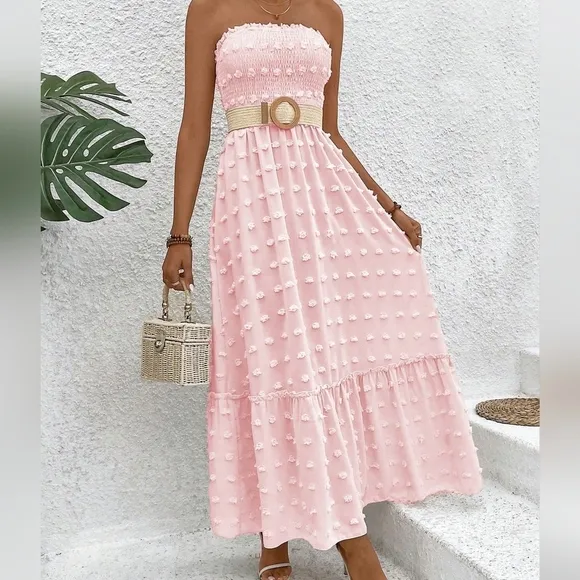 Summer Fashionable 3d Polka Dot Long Bandeau Maxi Dress
