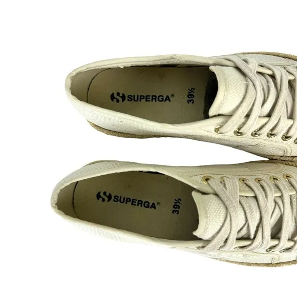 Superga 2790 Cotropew Light Sand Beige Canvas Colour Rope Platform Sneakers 8.5