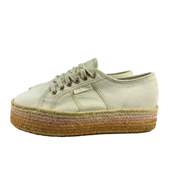 Superga 2790 Cotropew Light Sand Beige Canvas Colour Rope Platform Sneakers 8.5