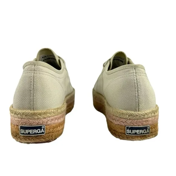 Superga 2790 Cotropew Light Sand Beige Canvas Colour Rope Platform Sneakers 8.5