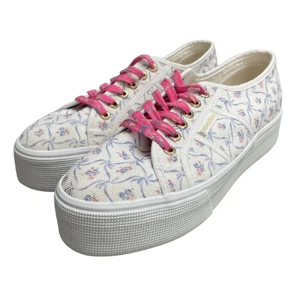 Superga X LoveShackFancy Floral Print Chunky Platform Sneakers