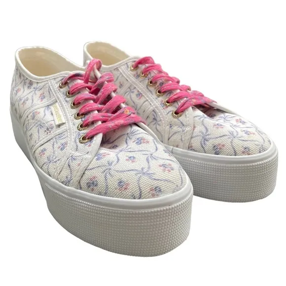 Superga X LoveShackFancy Floral Print Chunky Platform Sneakers
