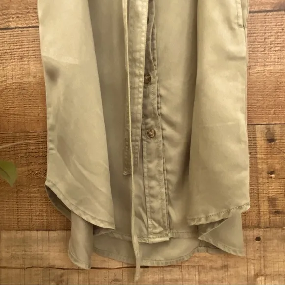 Tailored Olive Green Button Up Cargo Shirt Dress by C&amp;C California