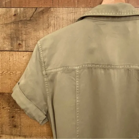 Tailored Olive Green Button Up Cargo Shirt Dress by C&amp;C California