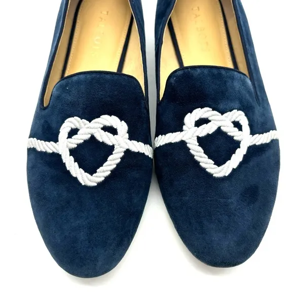 Talbots Ryan embroidered suede loafers navy SZ 8.5. Worn once